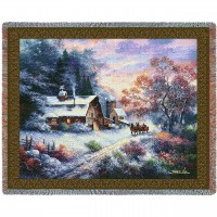 Snowy Evening - James Lee - Cotton Woven Blanket Throw -  (72x54)
