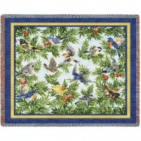 Songbirds - Helen Vladykina - Cotton Woven Blanket Throw -  (72x54)