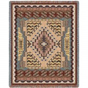 Butte Clay - Southwest Native American Inspired Tribal Camp - Cotton Woven Blanket Throw -  (72x54)