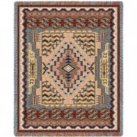 Butte Clay - Southwest Native American Inspired Tribal Camp - Cotton Woven Blanket Throw -  (72x54)
