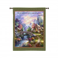 Springtime Glory by James Lee - Woven Tapestry Wall Art Hanging - Dreamy Impressionist Forest Cottage Biblical Artwork - 100% Cotton Size 34x26