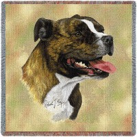 Staffordshire Bull Terrier - Robert May - Lap Square Cotton Woven Blanket Throw -  (54x54)