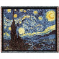 Starry Night - Vincent van Gogh - Cotton Woven Blanket Throw -  (72x54)