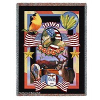 State of Iowa - Dwight D Kirkland - Cotton Woven Blanket Throw -  (72x54)