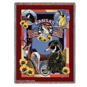 State of Kansas - Dwight D Kirkland - Cotton Woven Blanket Throw -  (72x54)