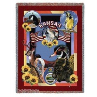State of Kansas - Dwight D Kirkland - Cotton Woven Blanket Throw -  (72x54)