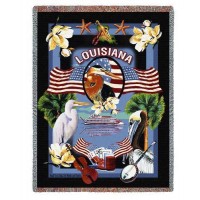 State of Louisiana - Dwight D Kirkland - Cotton Woven Blanket Throw -  (72x54)