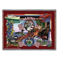 State of Maine - Dwight D Kirkland - Cotton Woven Blanket Throw -  (72x54)