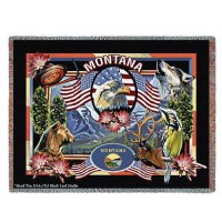 State of Montana - Dwight D Kirkland - Cotton Woven Blanket Throw -  (72x54)
