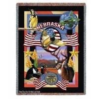 State of Nebraska - Dwight D Kirkland - Cotton Woven Blanket Throw -  (72x54)