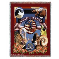 State of North Dakota - Dwight D Kirkland - Cotton Woven Blanket Throw -  (72x54)