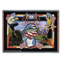 State of Wyoming - Dwight D Kirkland - Cotton Woven Blanket Throw -  (72x54)