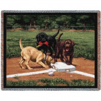 Stealing Second Labrador Retrievers Lab - Bob Christie - Cotton Woven Blanket Throw -  (72x54)