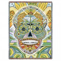 Sugar Skull - Animal Spirits Totem - Sue Coccia - Cotton Woven Blanket Throw -  (72x54)