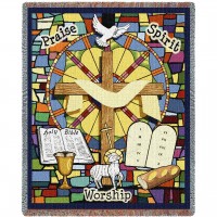 Sunday School - Cotton Woven Blanket Throw -  (72x54)