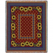 Sunflowers Splendor - Cotton Woven Blanket Throw -  (72x54)
