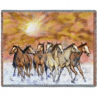 Sunset Run - John Saunders - Cotton Woven Blanket Throw -  (72x54)