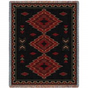 Taos - Southwest Native American Inspired Tribal Camp - Cotton Woven Blanket Throw -  (72x54)