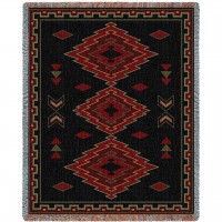 Taos - Southwest Native American Inspired Tribal Camp - Cotton Woven Blanket Throw -  (72x54)