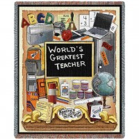 World's Greatest Teacher - Cotton Woven Blanket Throw -  (72x54)