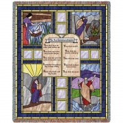 Ten Commandments - Stained Glass - Exodus 20:2-17 - Deuteronomy 5:6+ó-Ç-ô21 - Cotton Woven Blanket Throw -  (72x54)