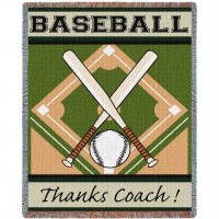 Sports - Baseball - Thanks Coach - Cotton Woven Blanket Throw -  (72x54)