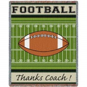 Sports - Football - Thanks Coach - Cotton Woven Blanket Throw -  (72x54)
