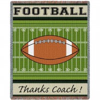Sports - Football - Thanks Coach - Cotton Woven Blanket Throw -  (72x54)