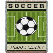 Sports - Soccer - Thanks Coach - Cotton Woven Blanket Throw -  (72x54)
