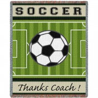 Sports - Soccer - Thanks Coach - Cotton Woven Blanket Throw -  (72x54)