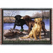 The Board Meeting Labrador Retriever Lab - Bob Christie - Cotton Woven Blanket Throw -  (72x54)
