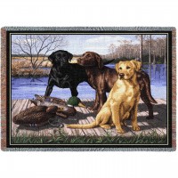 The Board Meeting Labrador Retriever Lab - Bob Christie - Cotton Woven Blanket Throw -  (72x54)