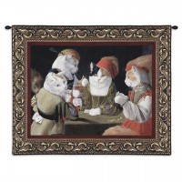 The Cheat by Melinda Copper - Woven Tapestry Wall Art Hanging - Poker Playing Kittens - Fun Cat Lover's Gift - 100% Cotton Size 34x26