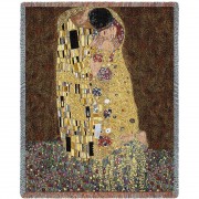 The Kiss - Gustav Klimt - Cotton Woven Blanket Throw -  (72x54)