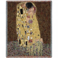 The Kiss - Gustav Klimt - Cotton Woven Blanket Throw -  (72x54)