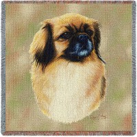 Tibetan Spaniel - Robert May - Lap Square Cotton Woven Blanket Throw -  (54x54)