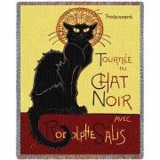 Tournee Chat Noir - Vintage Poster - Theophile Steinlen - Cotton Woven Blanket Throw -  (72x54)