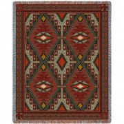 Trailwalker - Southwest Native American Inspired Tribal Camp - Cotton Woven Blanket Throw -  (72x54)