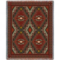 Trailwalker - Southwest Native American Inspired Tribal Camp - Cotton Woven Blanket Throw -  (72x54)