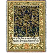 Tree Of Life - Genesis 2:9 - Arts and Crafts - William Morris - Cotton Woven Blanket Throw -  (72x54)