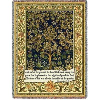 Tree Of Life - Genesis 2:9 - Arts and Crafts - William Morris - Cotton Woven Blanket Throw -  (72x54)