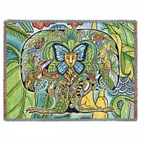 Tree of Life - Animal Spirits Totem - Sue Coccia - Cotton Woven Blanket Throw -  (72x54)