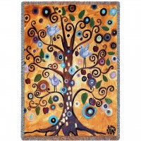 Tree of Life - Natasha Wescoat - Cotton Woven Blanket Throw -  (72x54)