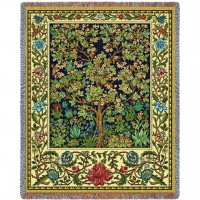 Tree of Life - Arts And Crafts - William Morris - Cotton Woven Blanket Throw -  (72x54)