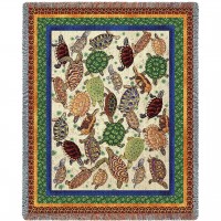 Turtles - Helen Vladykina - Cotton Woven Blanket Throw -  (72x54)