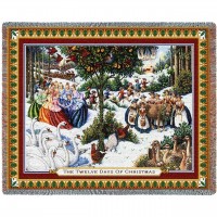 Twelve Days Of Christmas - Lynn Bywaters - Cotton Woven Blanket Throw -  (72x54)