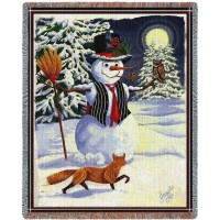 Twilight Frosty Snowman - Joseph Lee - Cotton Woven Blanket Throw -  (72x54)