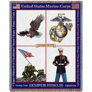 US Marine Corps - Semper Fidelis - Cotton Woven Blanket Throw -  (72x54)