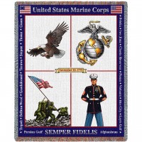 US Marine Corps - Semper Fidelis - Cotton Woven Blanket Throw -  (72x54)