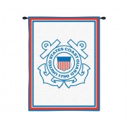 US Coast Guard - Woven Tapestry Wall Art Hanging - American Armed Forces Patriotic Logo Design - Cotton - Size 32x26